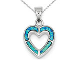 Lab-Created Blue Opal Heart Pendant Necklace in Sterling Silver with Chain